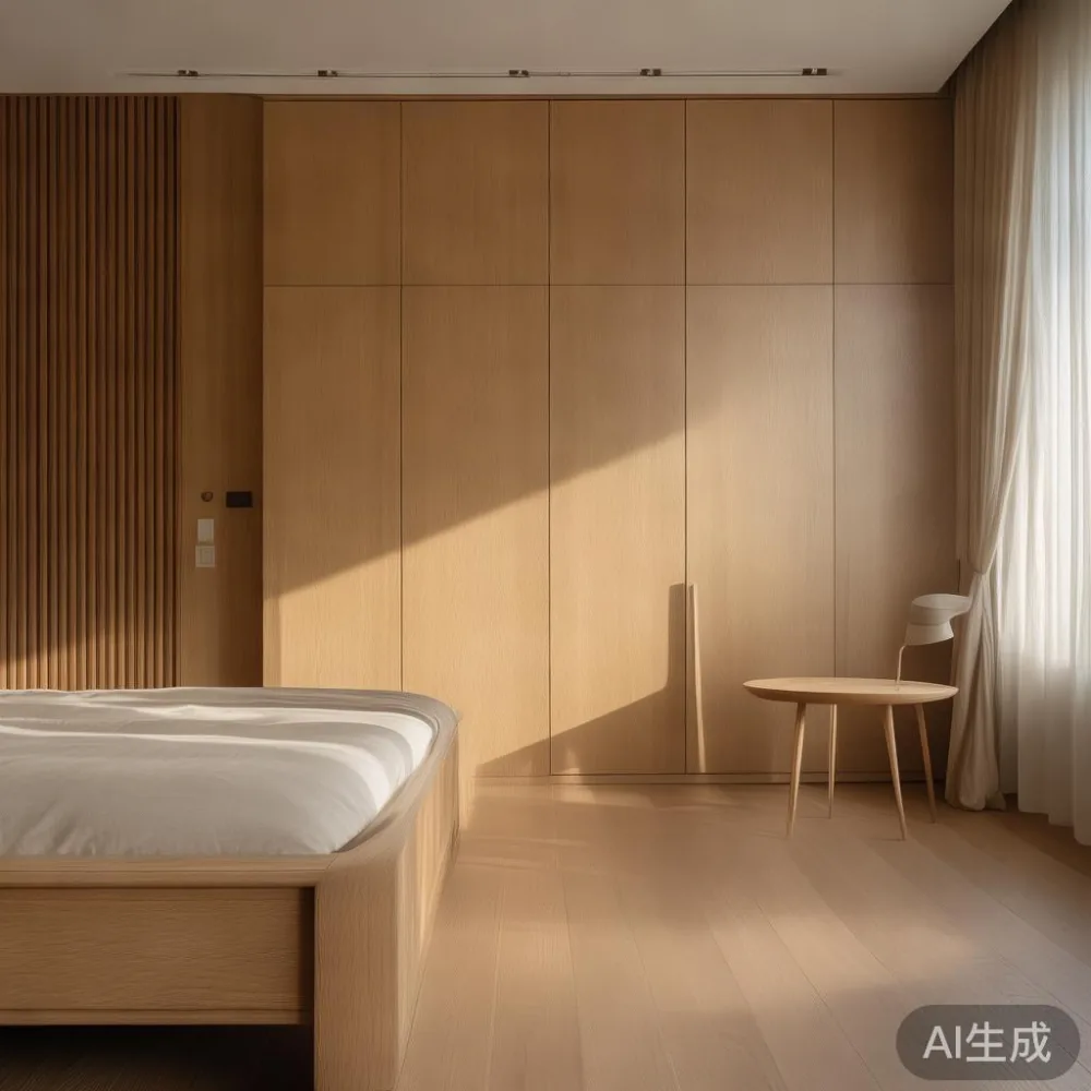 아메리칸 럭셔리 오크 원목 침실 가구가 배치된 분당 아파트